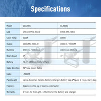 DivePro CL2000S Canister Light (Sidemount Cable) 2000 Lumens