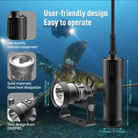 DivePro M6500B Canister Light (Back Mount Cable) 6500 Lumens